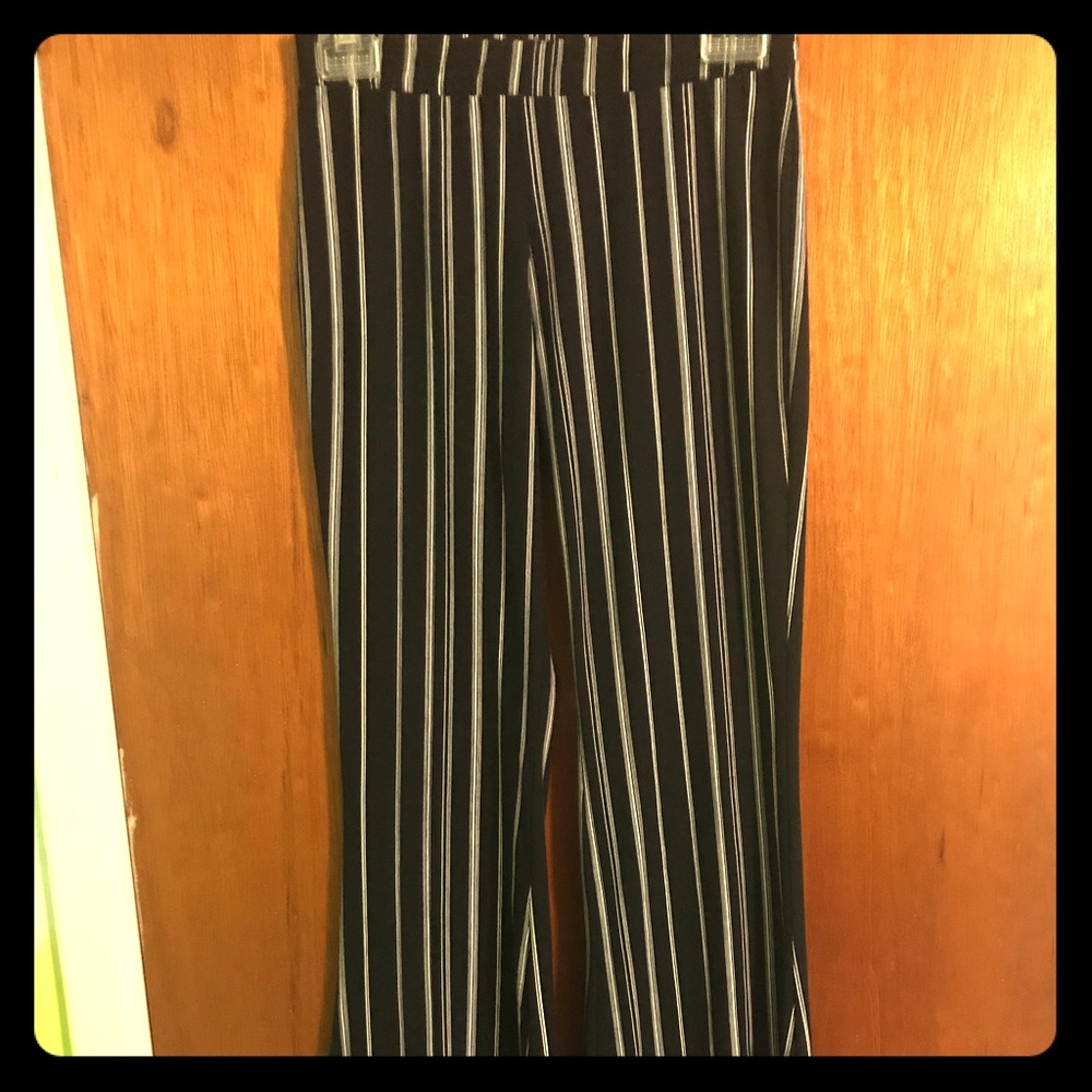 Black stripe stretch pants